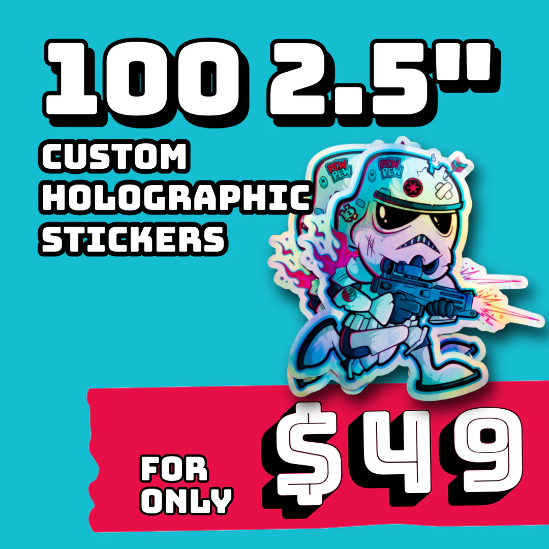 100 2.5″ Custom Holographic Stickers